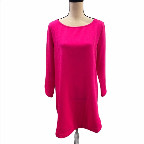 neon pink long sleeve dress